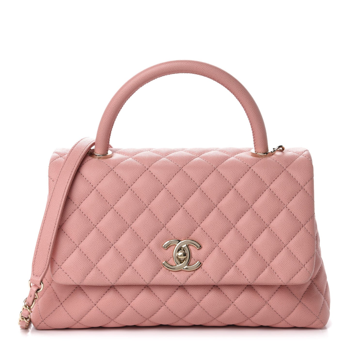 Caviar Quilted Small Coco Handle Flap Light Pink