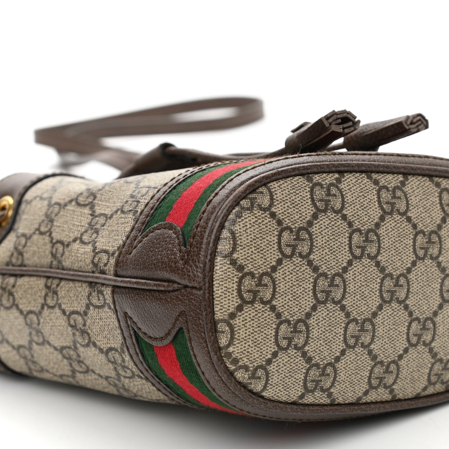 GG Supreme Monogram Web Mini Ophidia Bucket Bag Brown