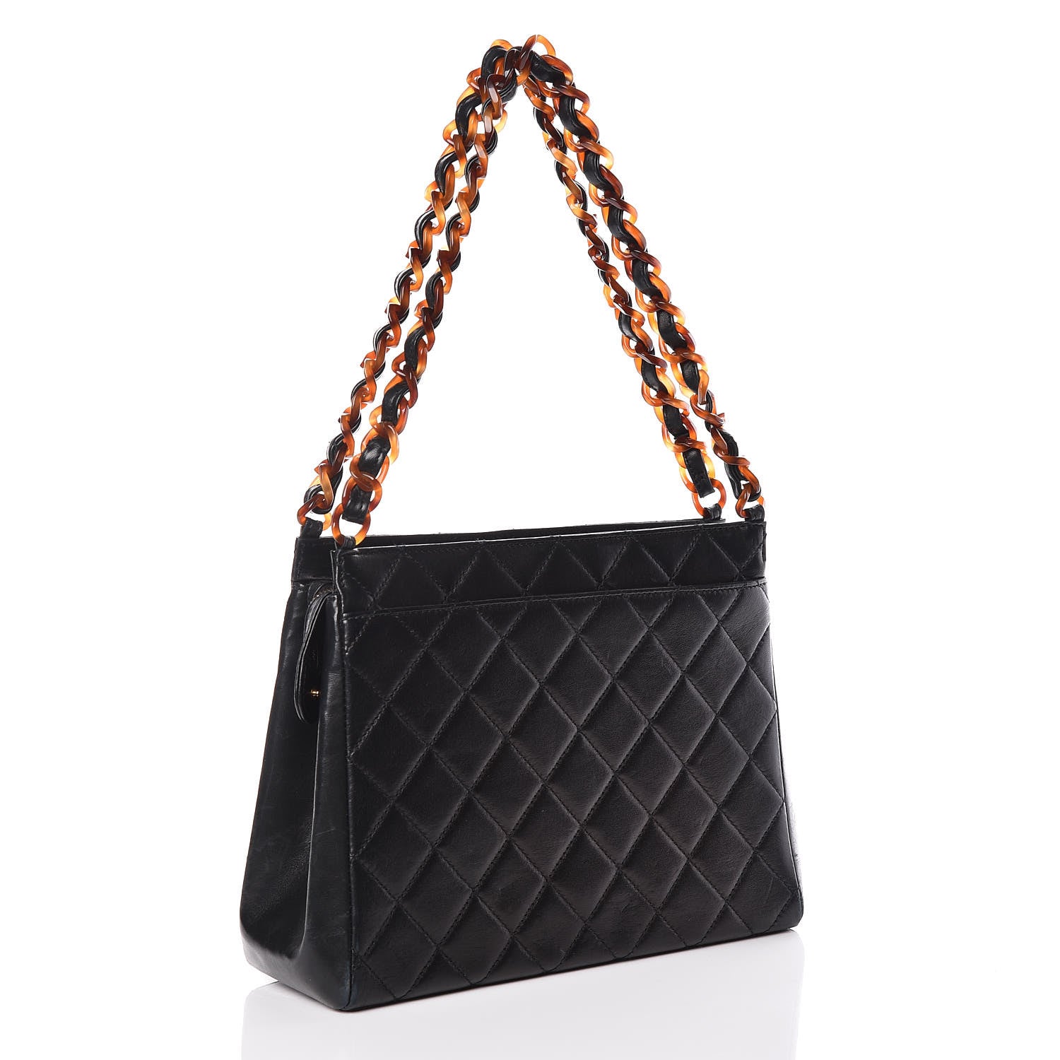 Chanel Lambskin Tortoise Chain Shoulder Bag Black 3 of 15