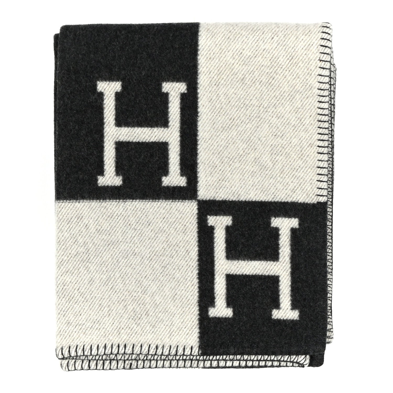 Hermes Wool Cashmere Avalon Blanket Ecru Gris Fonce 1 of 3