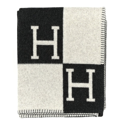 Hermes Wool Cashmere Avalon Blanket Ecru Gris Fonce 1 of 3
