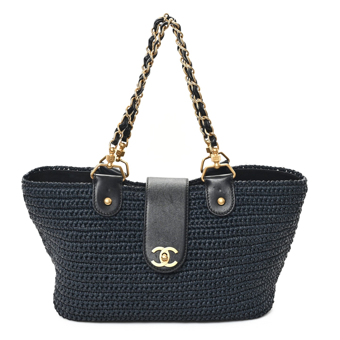 Straw Raffia Tote Black
