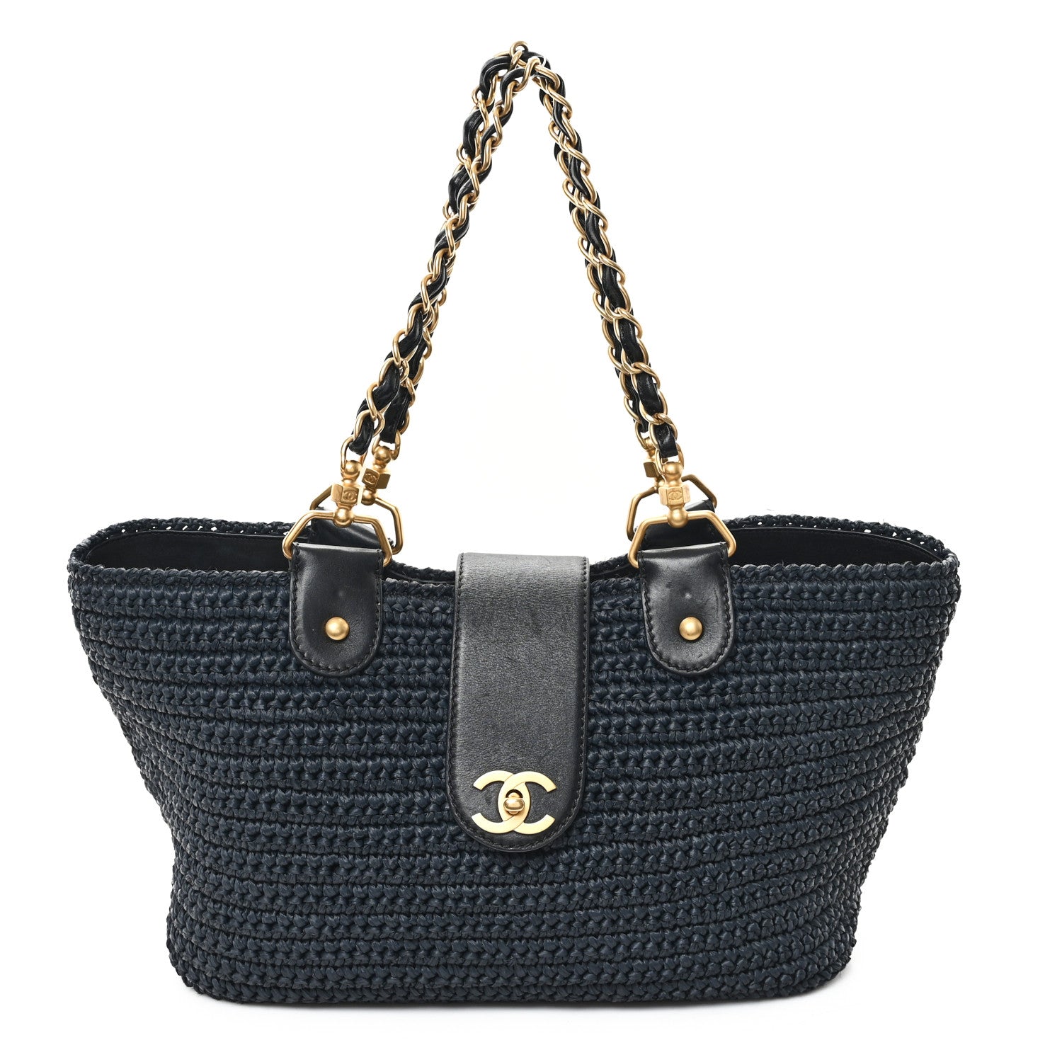Chanel Straw Raffia Tote Black 1 of 11