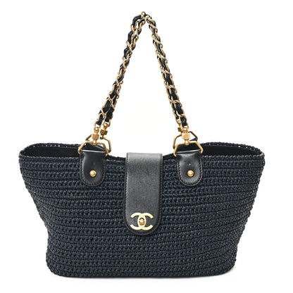 Chanel Straw Raffia Tote Black 1 of 11