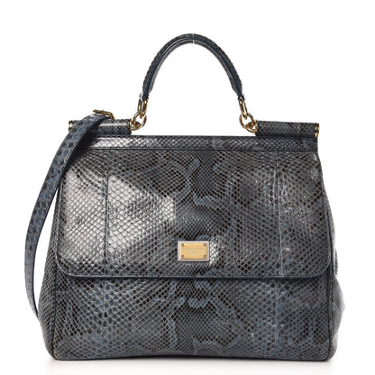 Dolce & Gabbana Python Large Miss Sicily Satchel Blue 1 of 12
