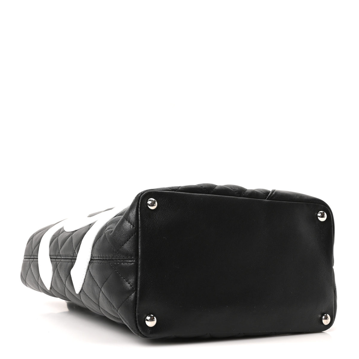Calfskin Quilted Medium Cambon Tote Black White