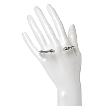 David Yurman Sterling Silver 14K Yellow Gold Diamond 5mm Cable Classics Bracelet 2 of 6