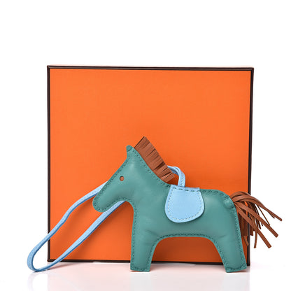 Hermes Milo Lambskin Grigri Rodeo Horse Bag Charm MM Vert Verone Gold Celeste 4 of 4