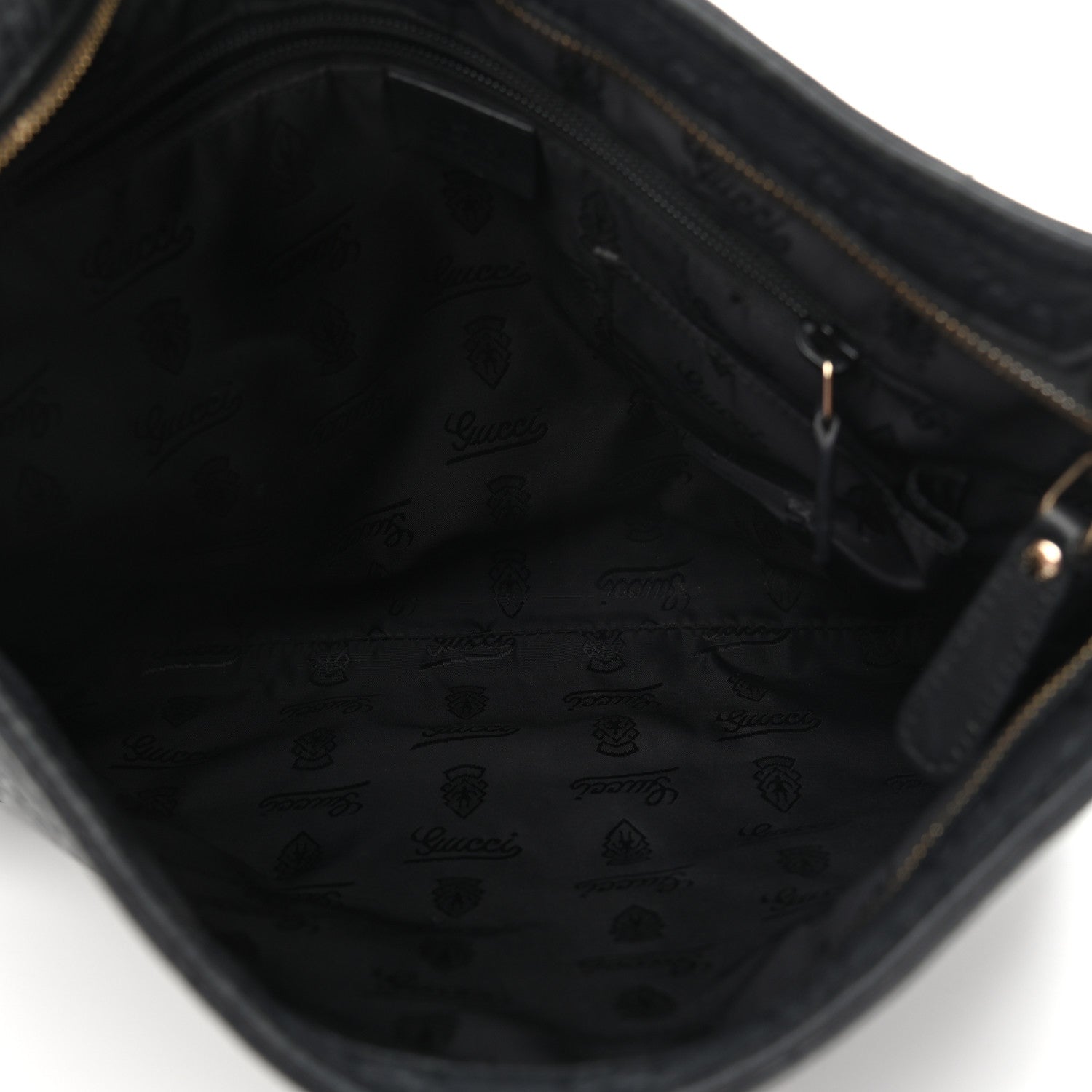 Gucci Guccissima Medium Flat Messenger Bag Black 5 of 10