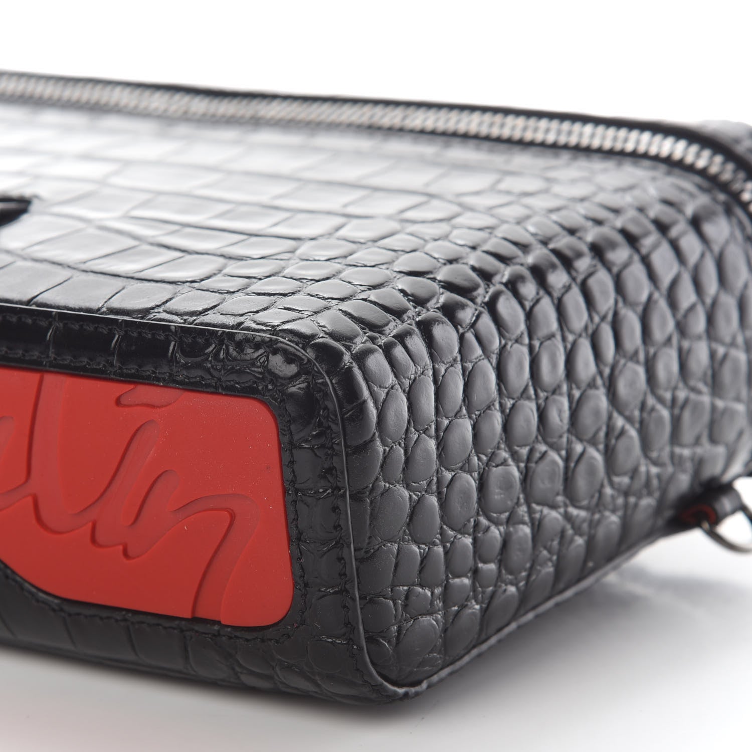 Christian Louboutin Crocodile Embossed Calfskin Kypipouch Travel Toiletry Case Black 9 of 9