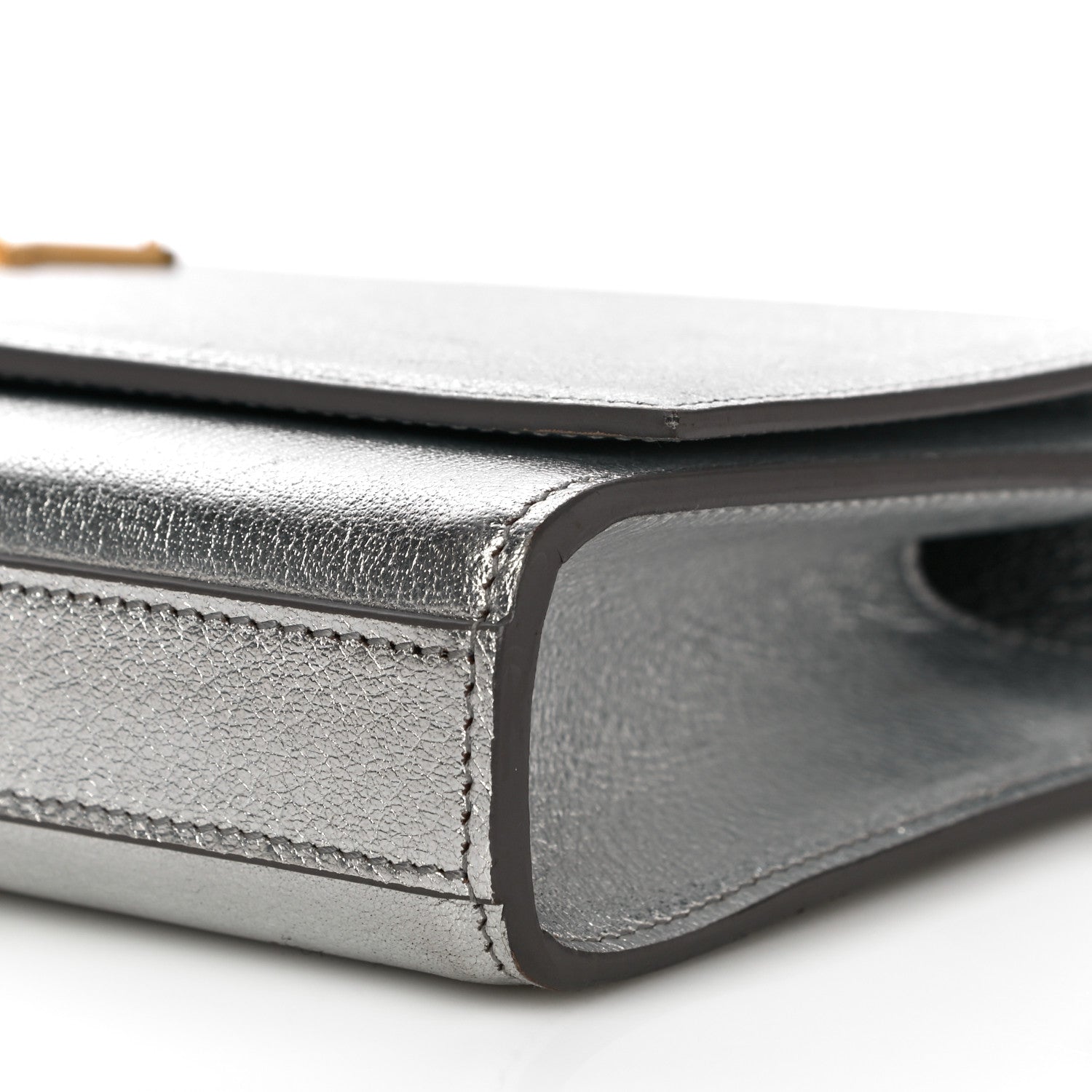 Saint Laurent Textured Metallic Calfskin Classic Monogram Cassandre Clutch Silver 9 of 17