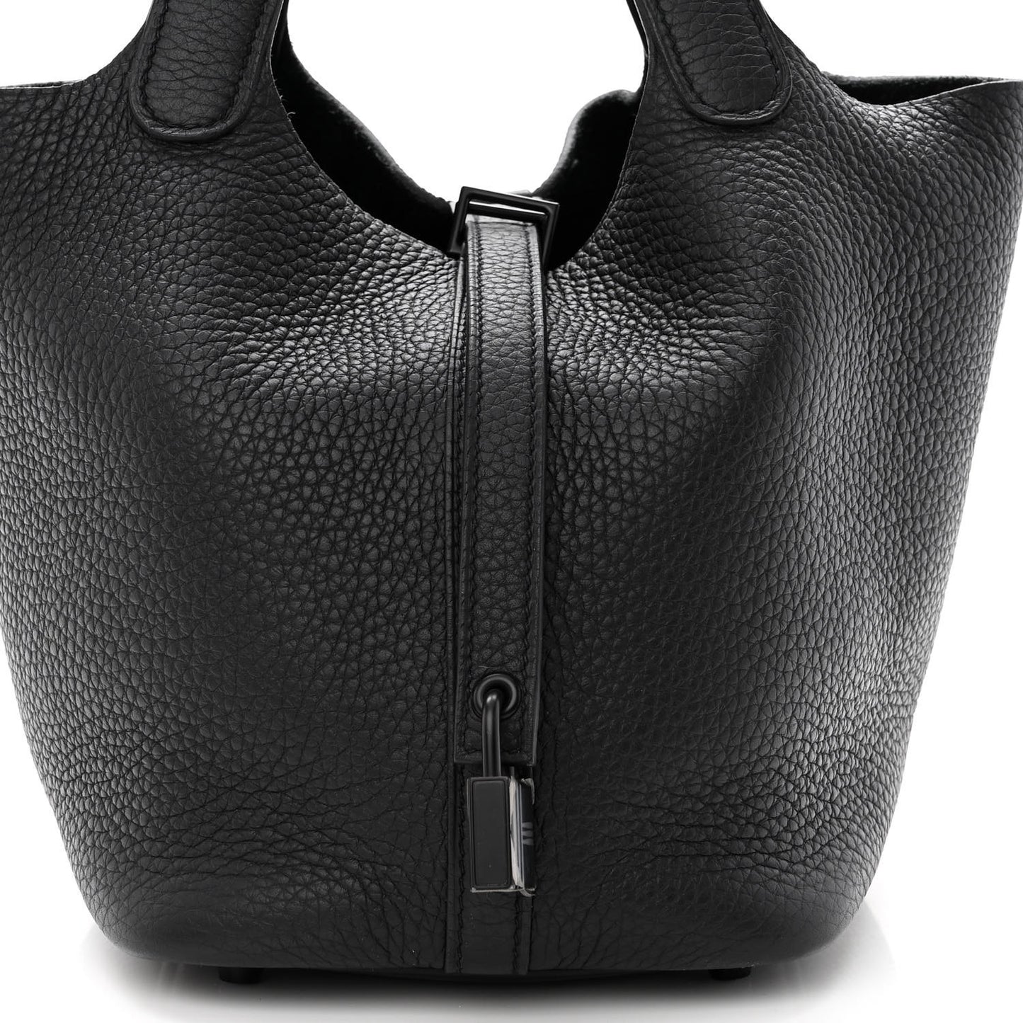 Taurillon Clemence Monochrome Picotin Lock 18 PM Black