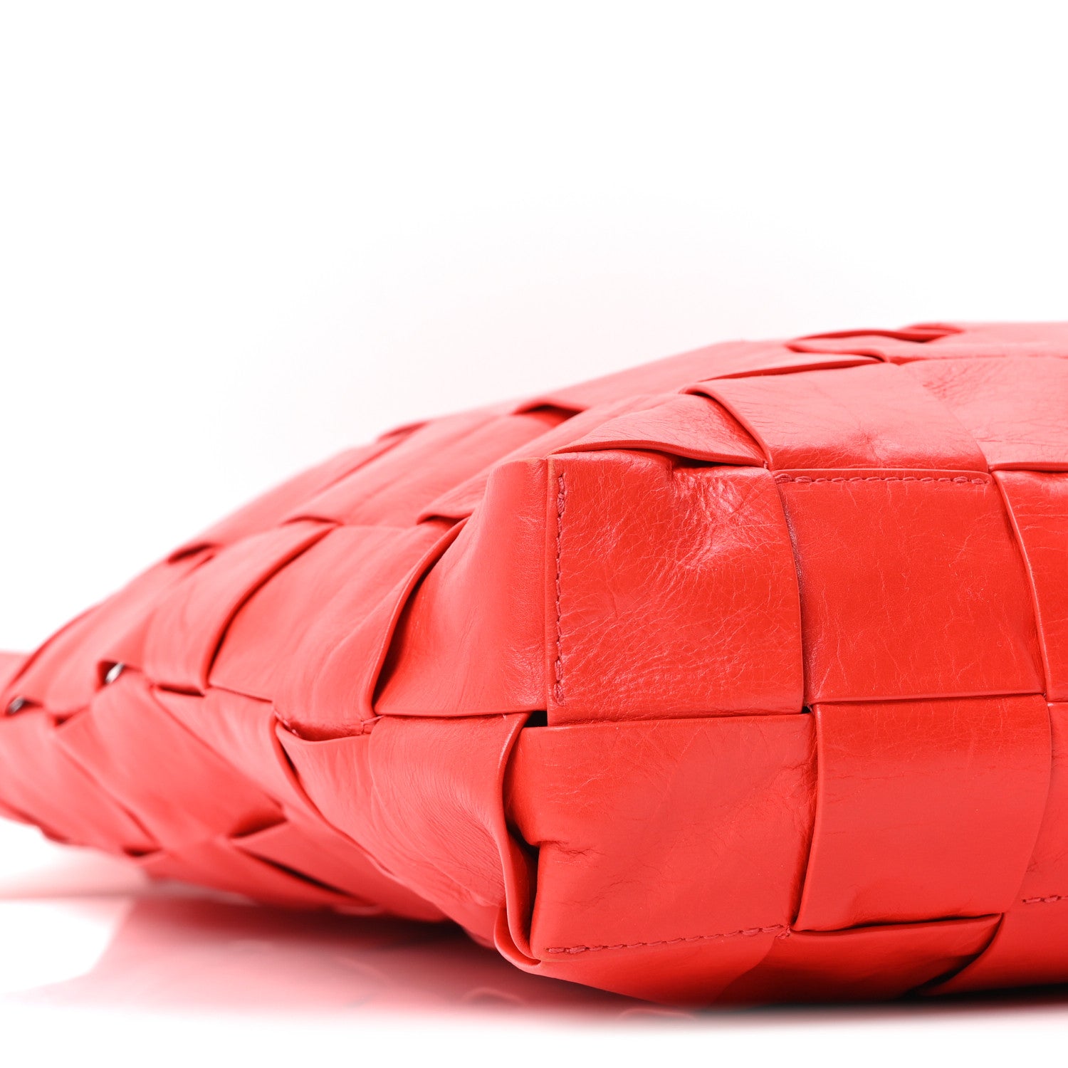 Bottega Veneta Calfskin Maxi Intrecciato Cassette Tote Tomato