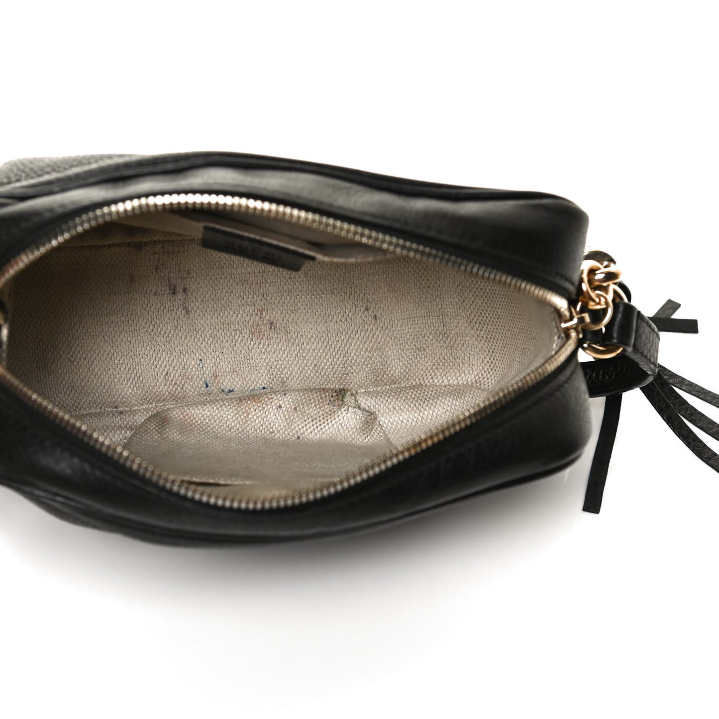Pebbled Calfskin Small Soho Disco Bag Black