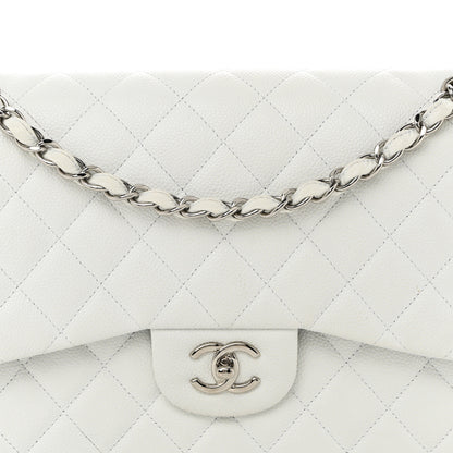 Chanel Caviar Quilted Jumbo Double Flap White 8 of 11