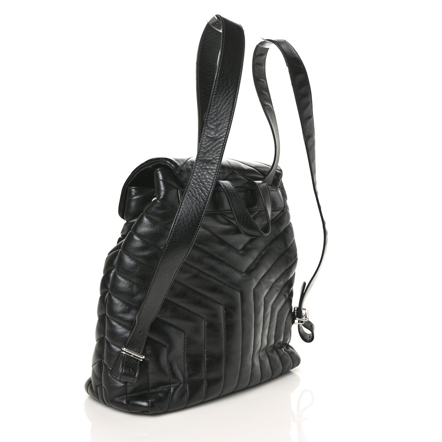 Calfskin Y Quilted Monogram Medium Loulou Backpack Black
