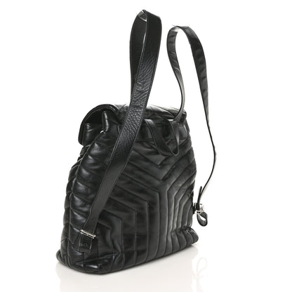 Saint Laurent Calfskin Y Quilted Monogram Medium Loulou Backpack Black 3 of 7