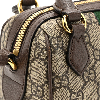 Gucci GG Supreme Monogram Textured Dollar Calfskin Web Super Mini Ophidia Top Handle Bowler Bag Beige Ebony New Acero 14 of 15
