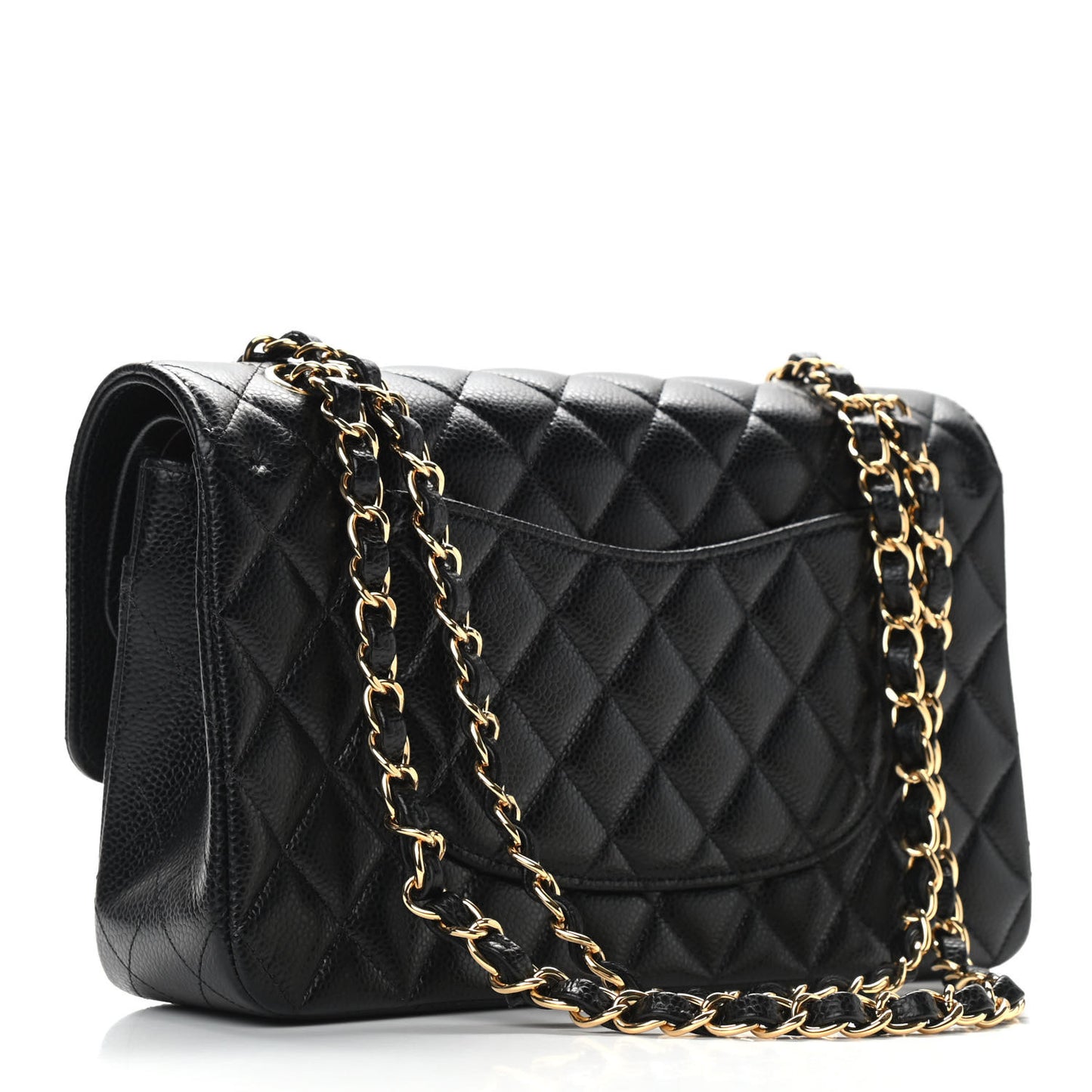 Caviar Quilted Medium Double Flap Black