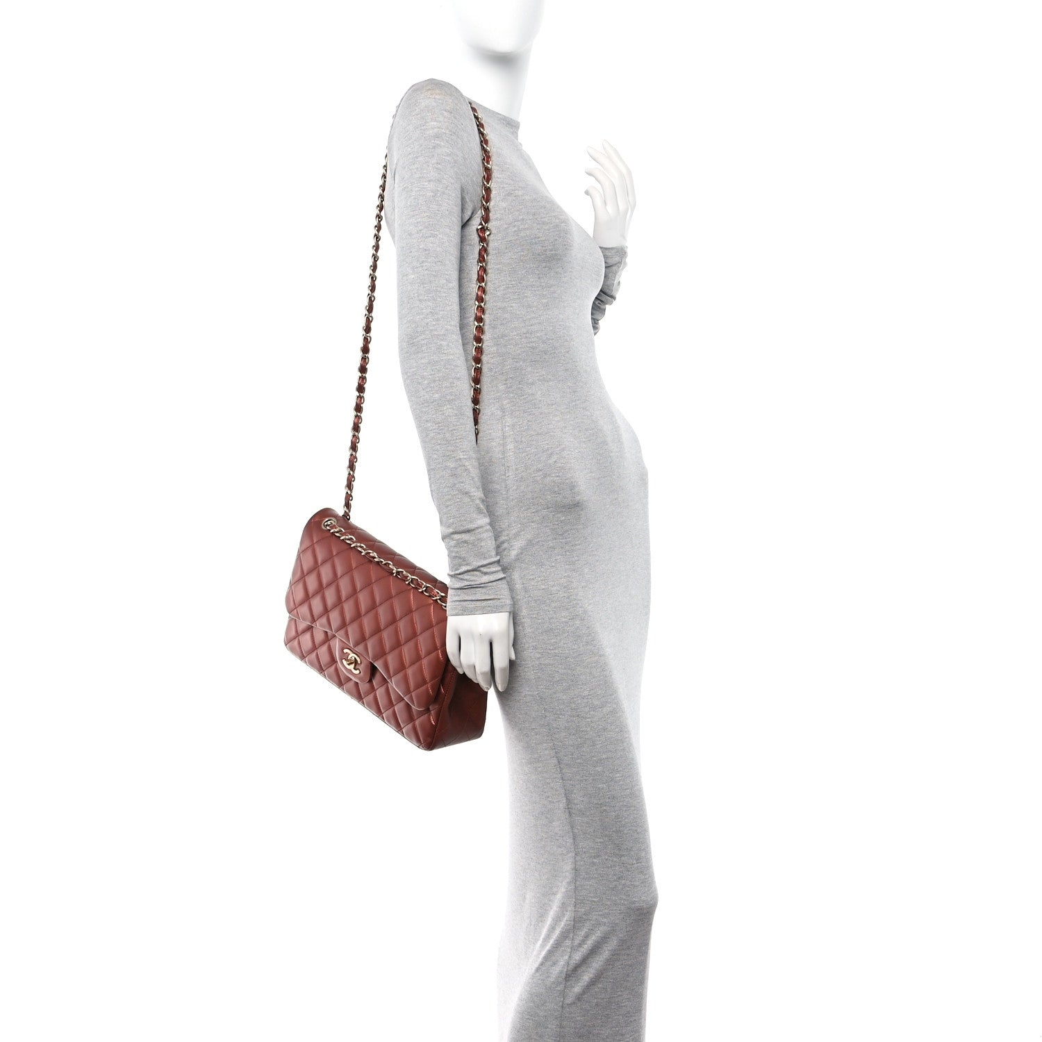 Chanel Metallic Lambskin Quilted Jumbo Double Flap Copper 2 of 11