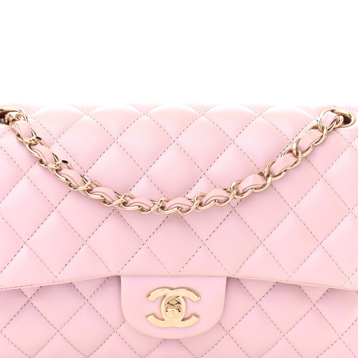 Chanel Iridescent Calfskin Quilted Medium Double Flap Light Pink 8 of 11
