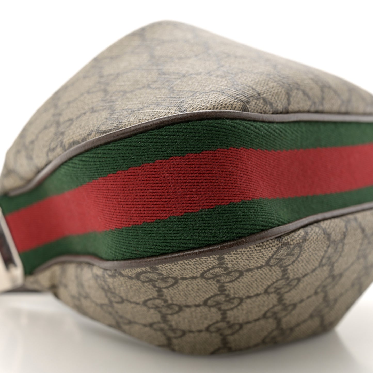 GG Supreme Monogram Textured Calfskin Web Small Attache Shoulder Bag Beige Ebony New Acero