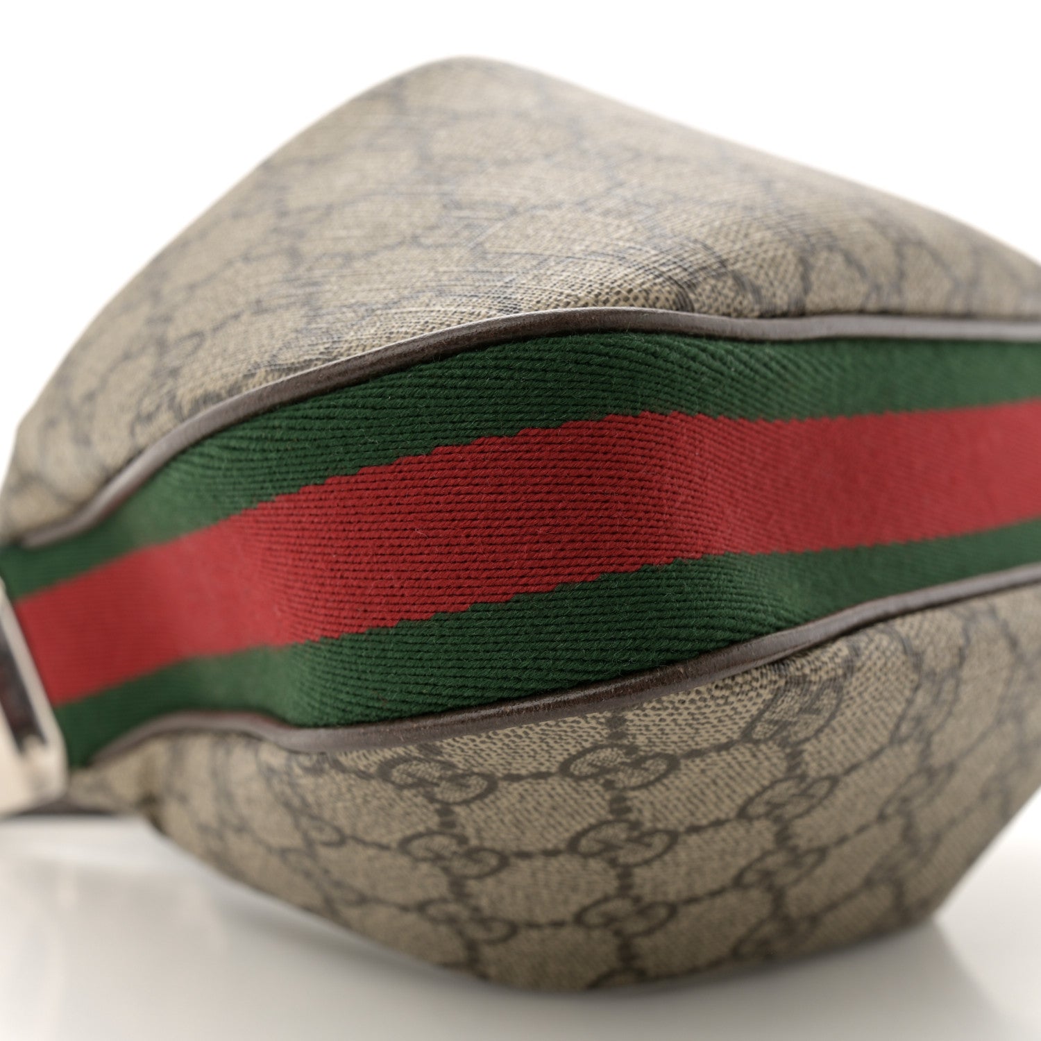 Gucci GG Supreme Monogram Textured Calfskin Web Small Attache Shoulder Bag Beige Ebony New Acero 9 of 13