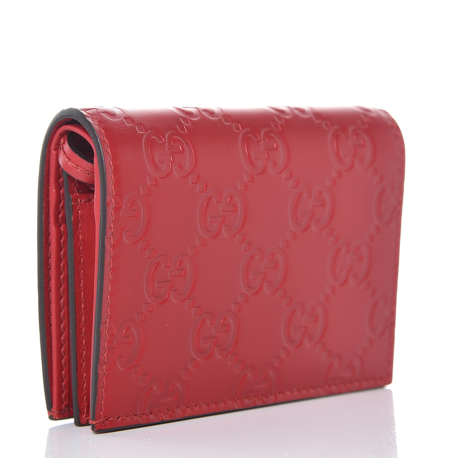 Gucci Guccissima Cherries Card Case Wallet Hibiscus Red 3 of 9