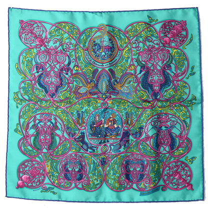 Hermes Silk La Charmante Aux Animaux Pocket Square 2 of 6