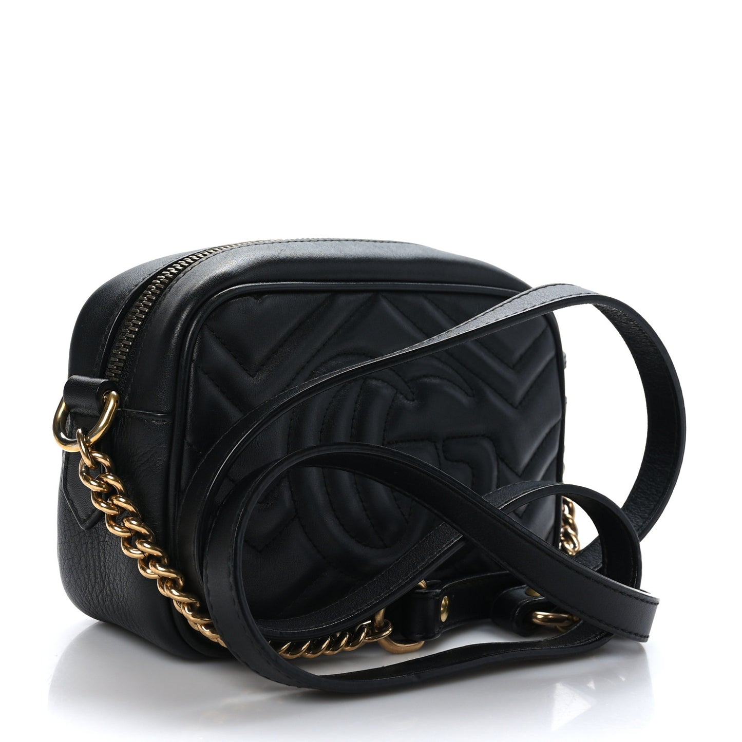 Calfskin Matelasse Mini GG Marmont Chain Shoulder Bag Black