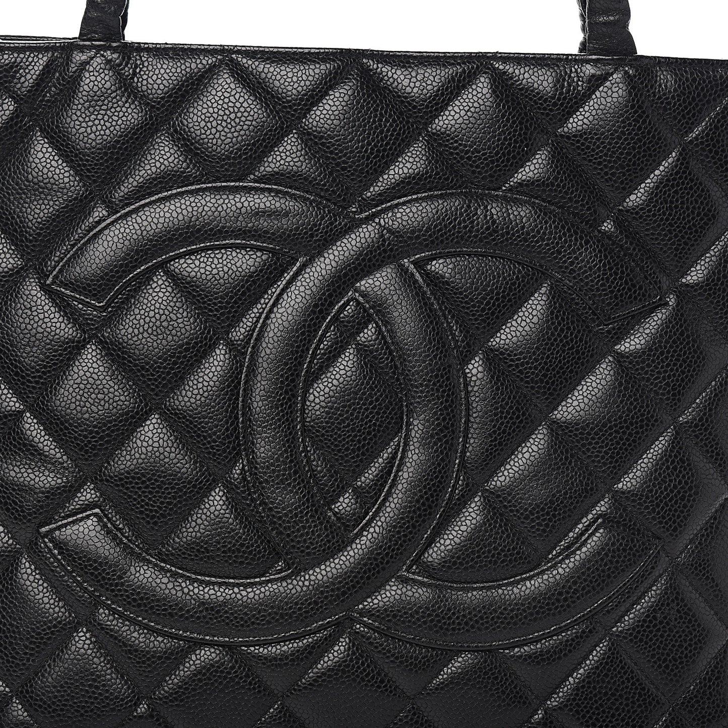 Caviar Quilted Medallion Tote Black