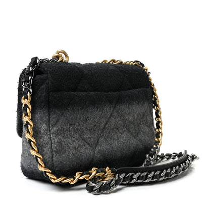 Chanel Wool Quilted Medium Chanel 19 Flap Black Grey 2 of 8