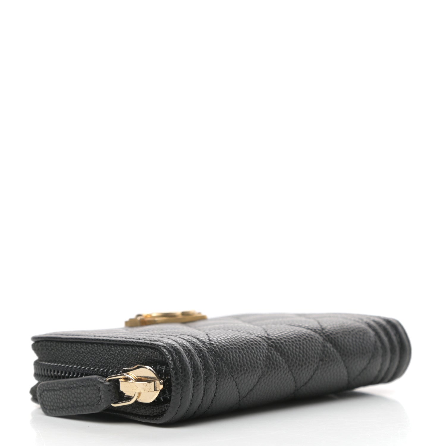 Chanel Caviar Quilted Boy Zip Around Coin Purse Wallet Black 4 of 8