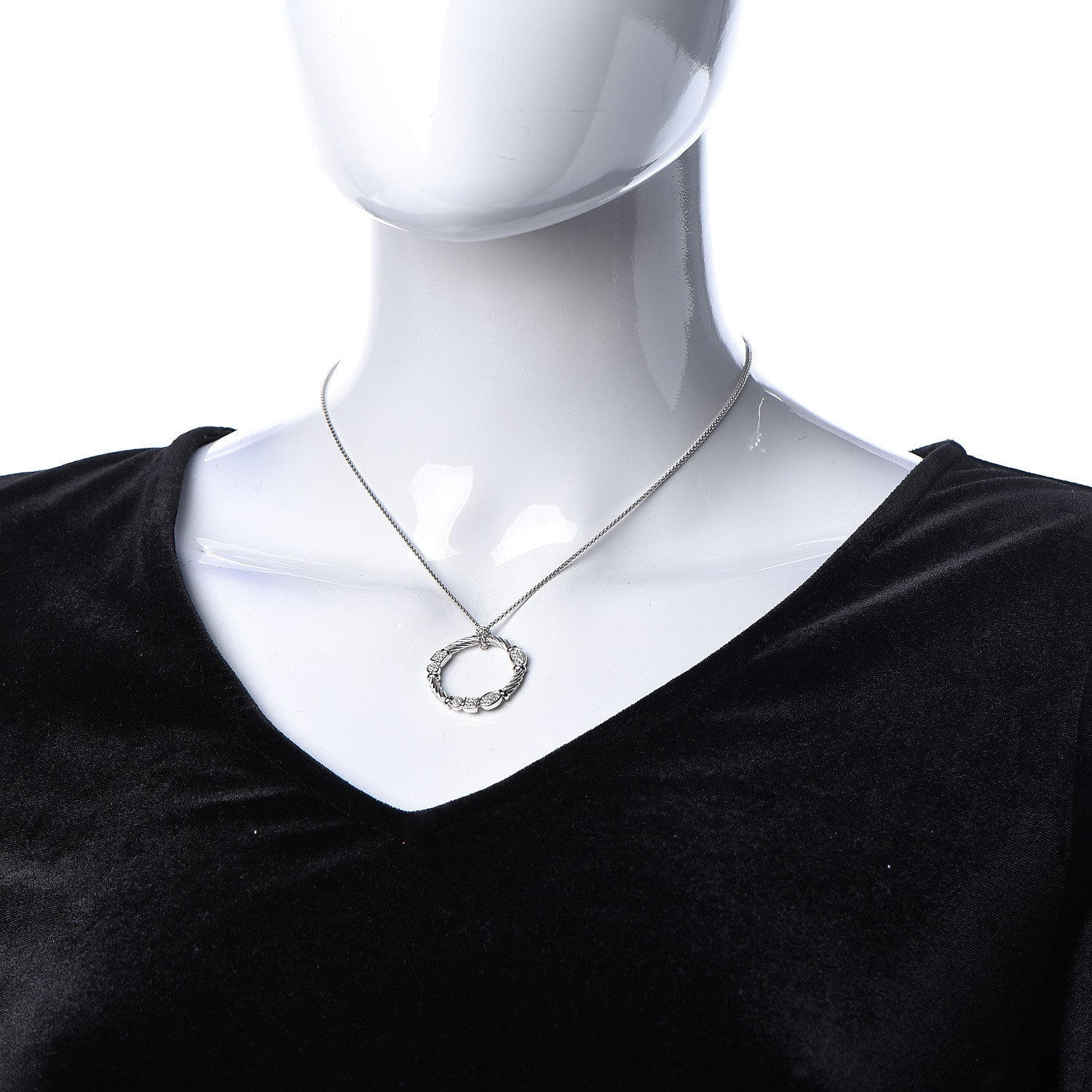 David Yurman Sterling Silver Diamond Confetti Pendant Necklace 2 of 5