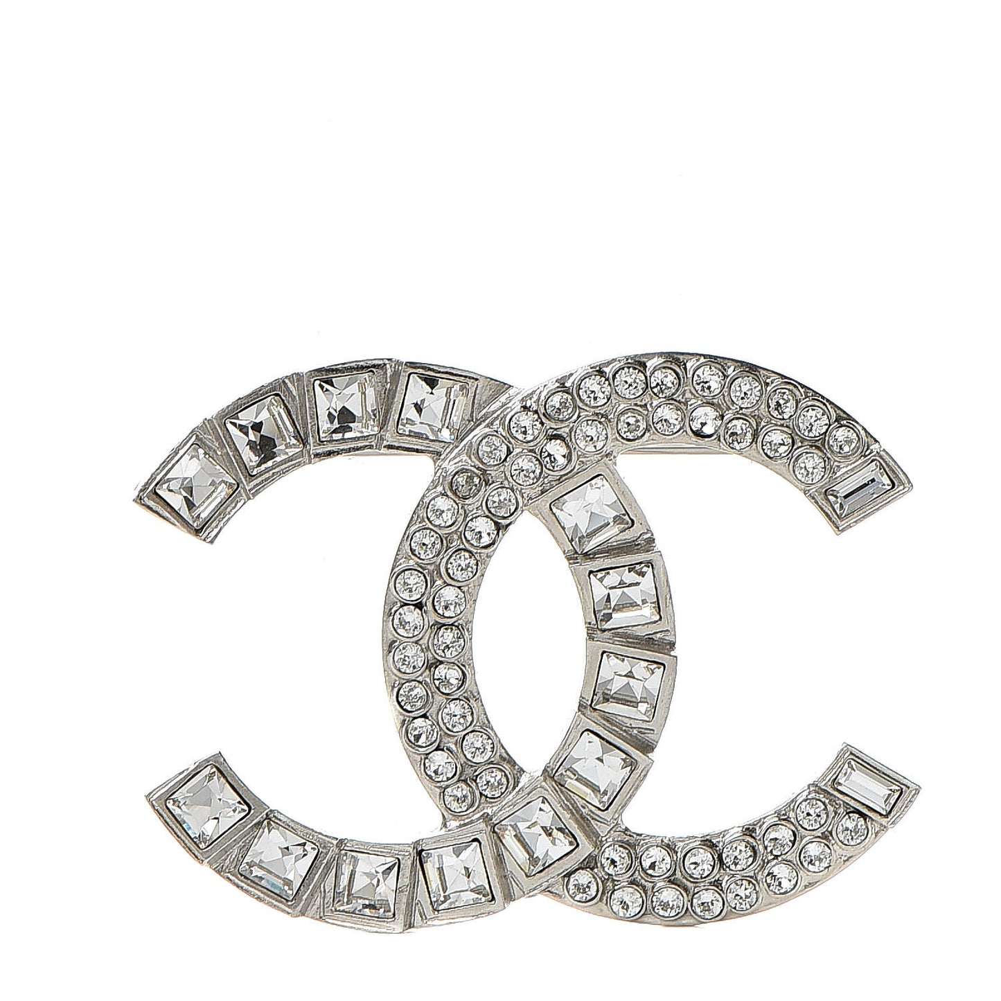 Baguette Crystal CC Brooch Silver