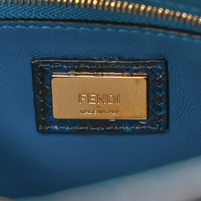 Fendi Python Shiny Nappa Mini Peekaboo Iconic Satchel Blue Jeans 7 of 11