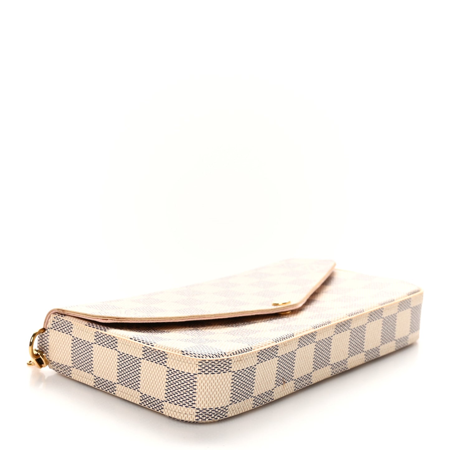 Damier Azur Pochette Felicie Chain Wallet Rose Ballerine