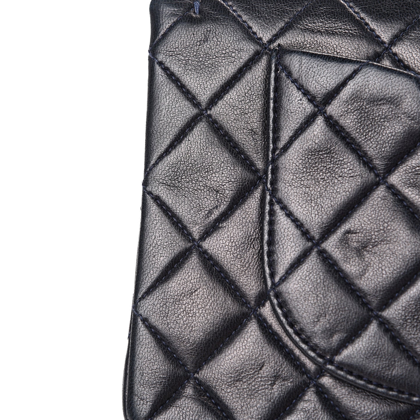 Lambskin Quilted Small Double Flap Navy