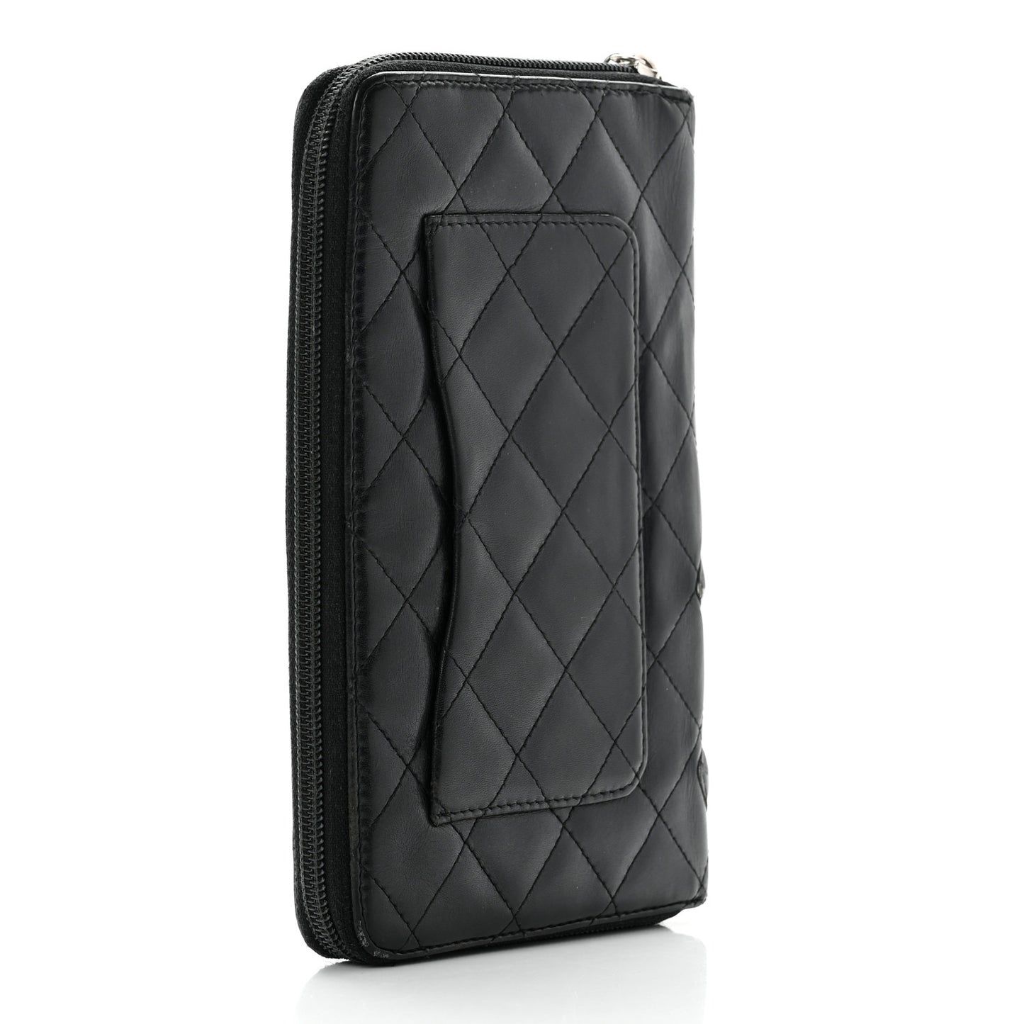 Calfskin Cambon Zip Around Organizer Wallet Black