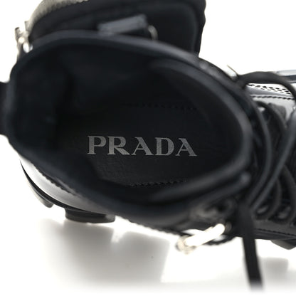 Prada Spazzolato Rois Nylon Metal Triangle Logo Monolith Pouch Pocket 55mm Boots 39 Black 7 of 8
