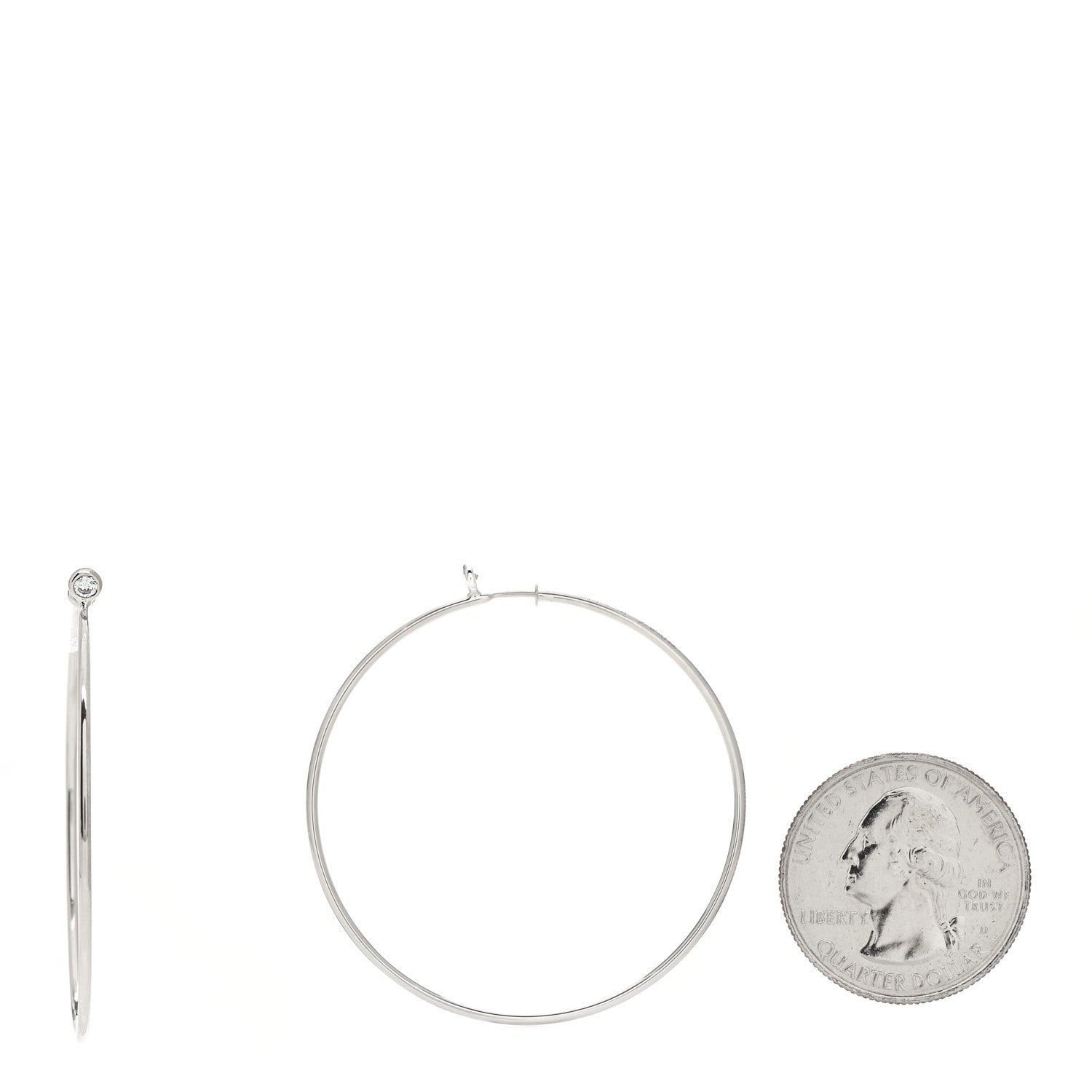 Tiffany Sterling Silver Diamond Medium Elsa Peretti Hoop Earrings 2 of 3