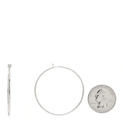 Tiffany Sterling Silver Diamond Medium Elsa Peretti Hoop Earrings 2 of 3