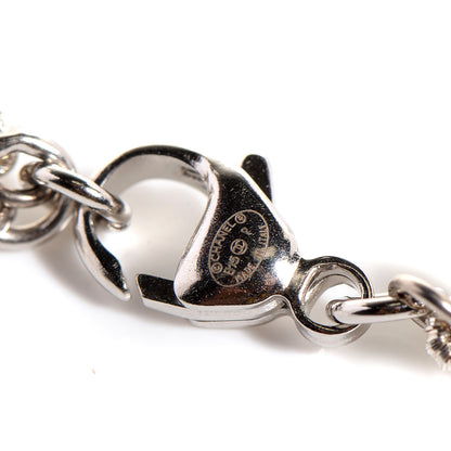 Chanel Crystal Baguette Pearl CC Double Strand Necklace Silver 5 of 5