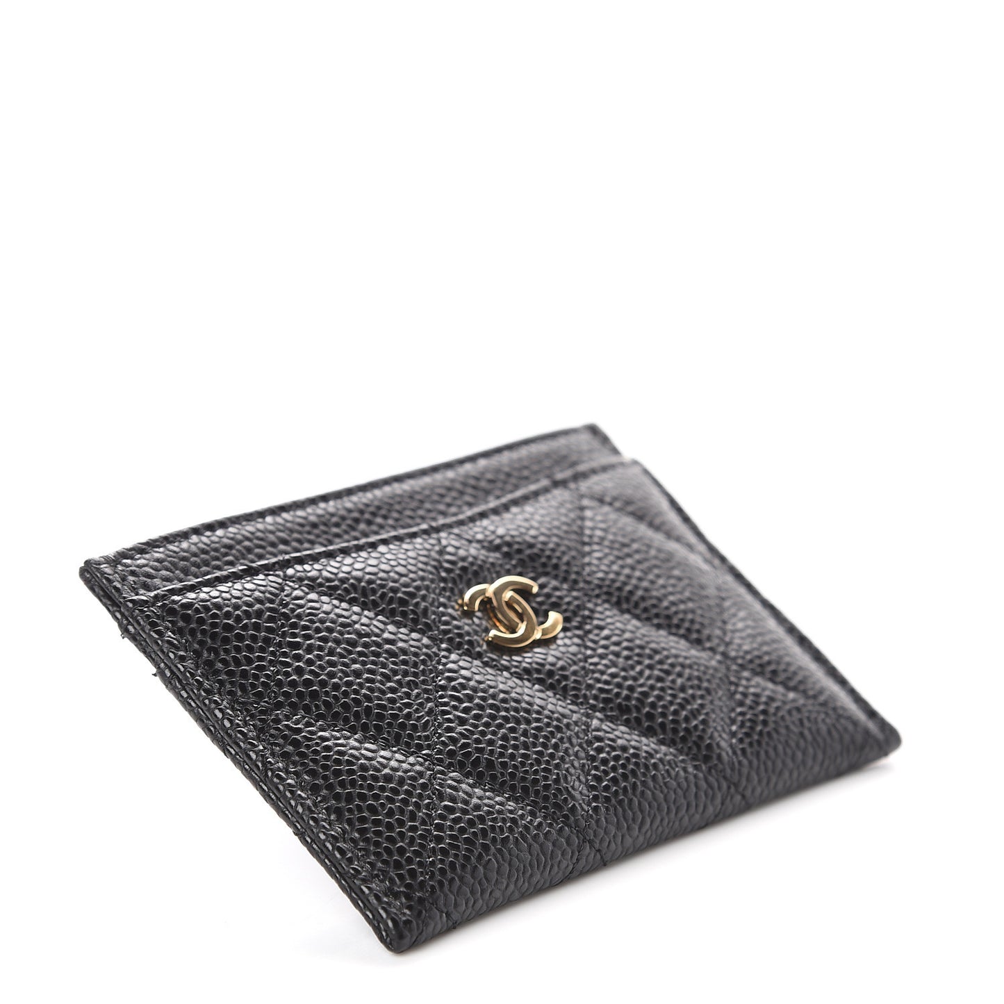 Caviar Quilted Card Holder Black