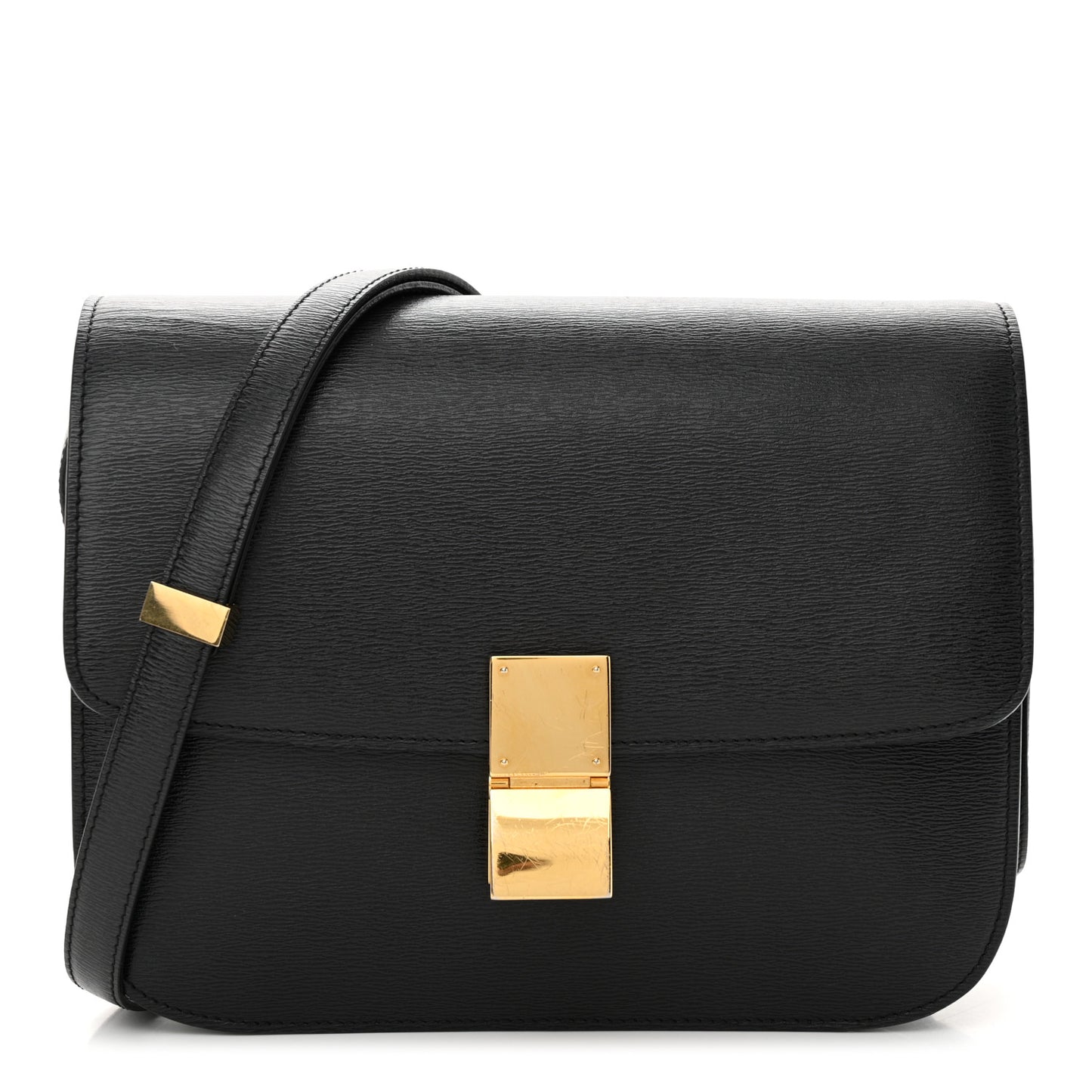 Box Calfskin Medium Classic Box Flap Bag Black