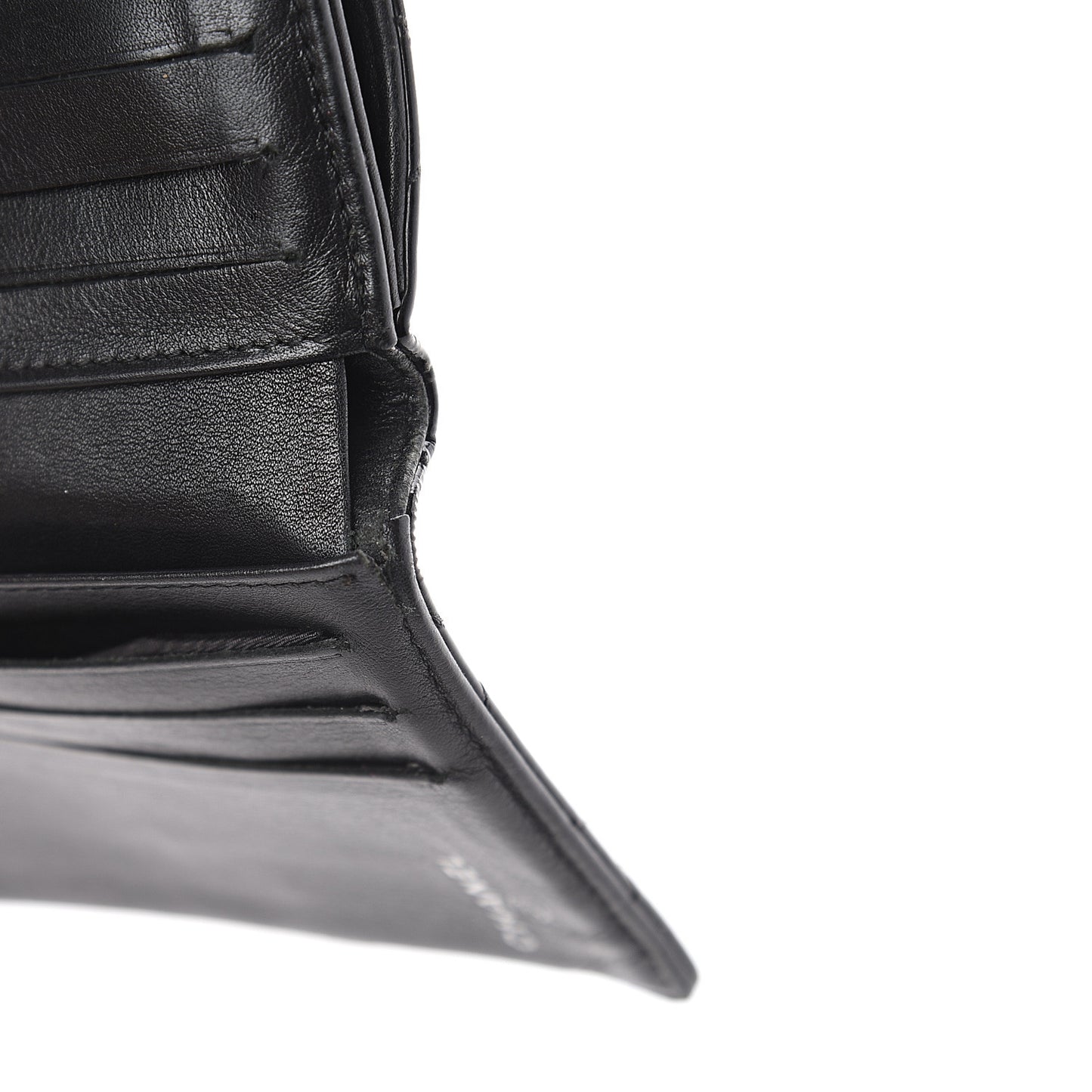 Patent Quilted Compact French Flap Wallet Black