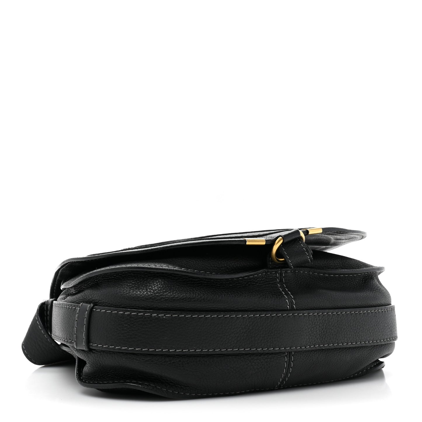 Calfskin Medium Marcie Round Crossbody Bag Black