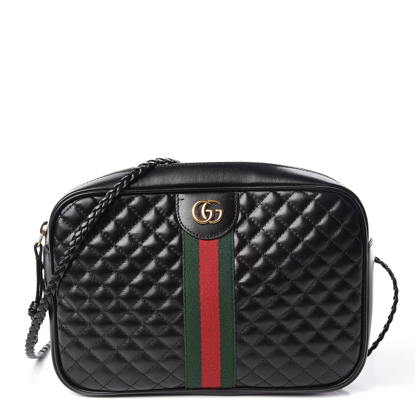 Calfskin Web Trapuntata Small GG Shoulder Bag Black