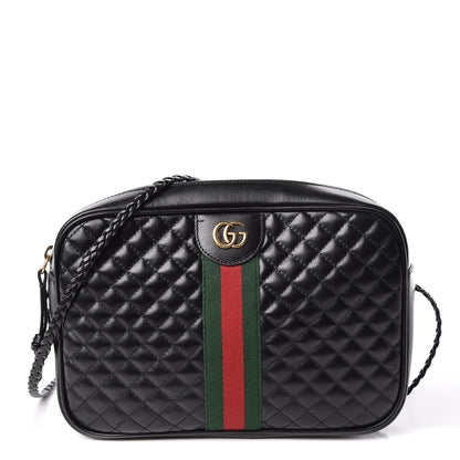 Gucci Calfskin Web Trapuntata Small GG Shoulder Bag Black 1 of 9