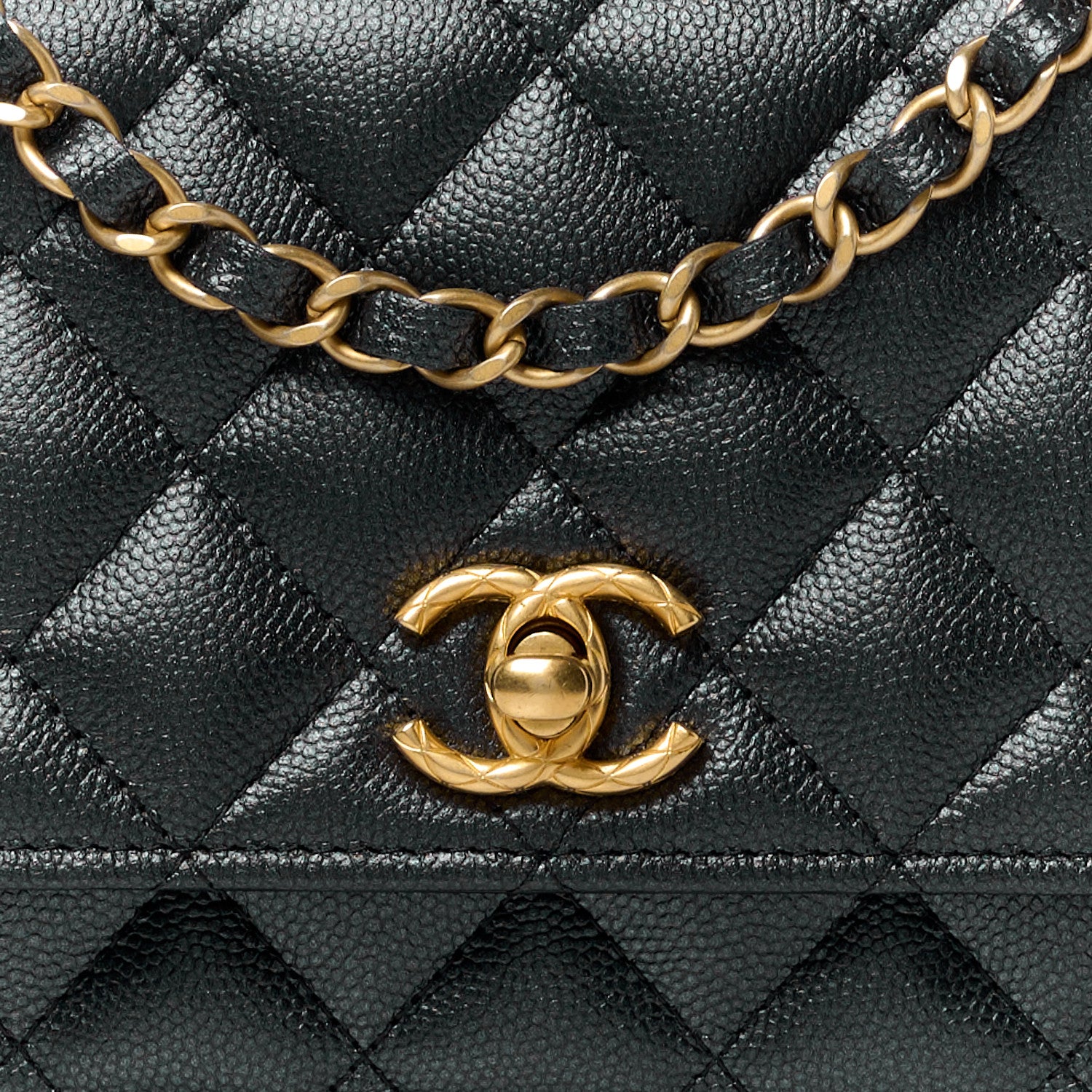Chanel Pearly Caviar Quilted Fit For You Wallet On Chain WOC Black 9 of 12